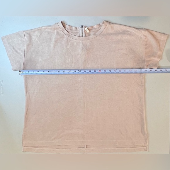 WISHLIST Women’s Stretch Faux Suede Top, Short Sleeve, Loose Fit, Cream, M/L - Picture 7 of 9